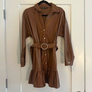 Zara Faux Leather Dress — Medium